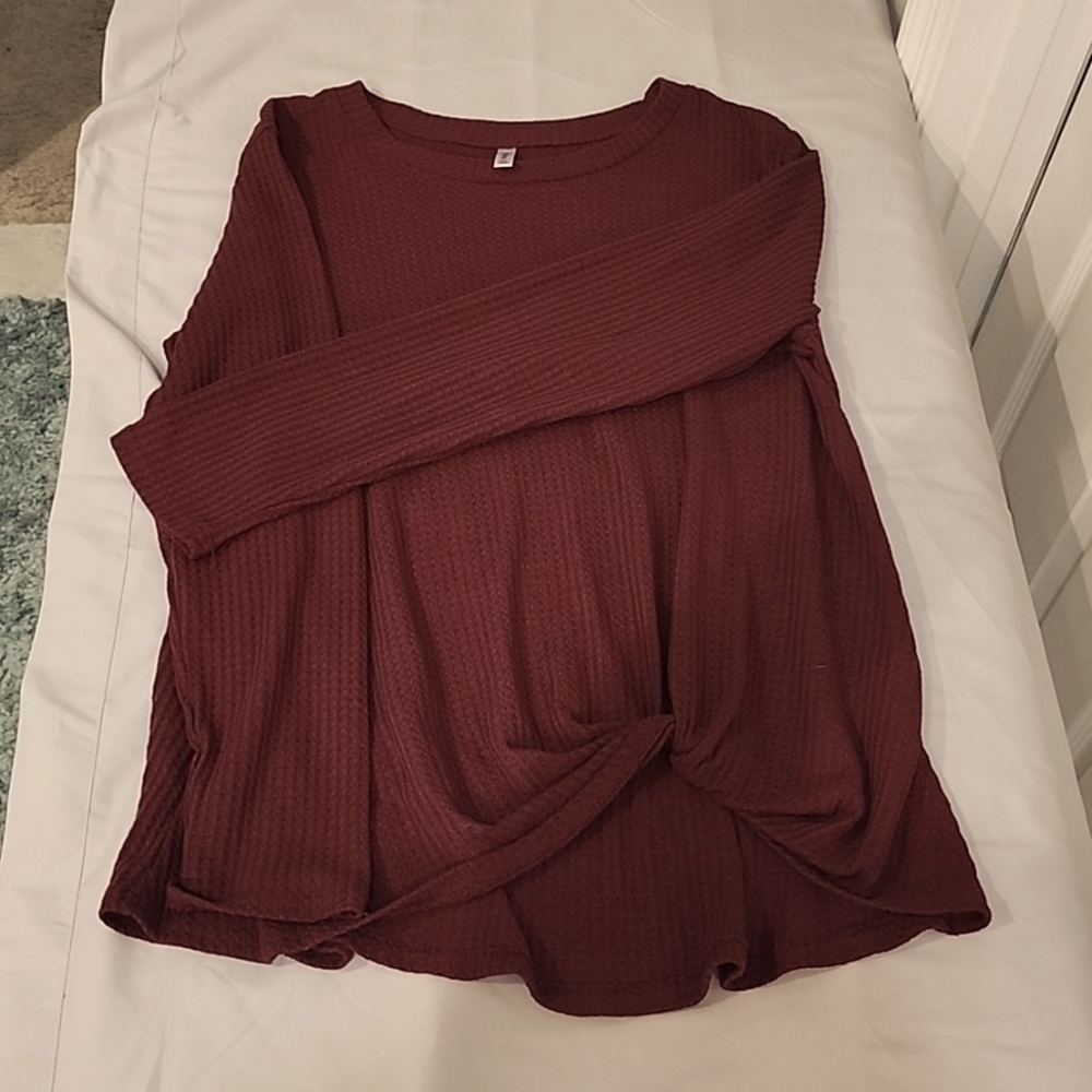 Burgundy waffle texture tunic